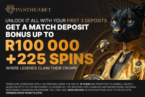Pantherbet â€” Up to R10,000 + 225 Free Spins | WCGRB Licensed