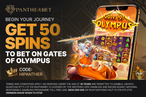 Pantherbet 50 free spins on Gates of Olympus registration offer